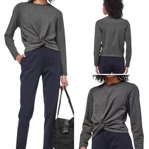 Lululemon Grey Tuck and Gather Long Sleeve Twist Front Long Sleeve Pullover | 6